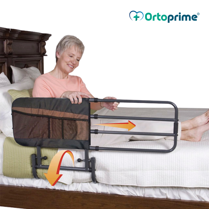 Barrière de lit extensible avec système pliable pour lit