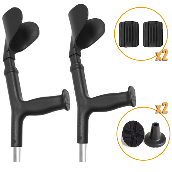Pack Complet de Béquilles Orthopédiques + Coussinets + Embouts Larges