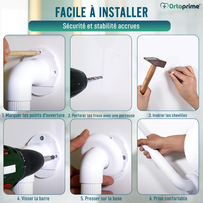 Poignée de Douche Cannelée Multifonctionnelle pour Salle de Bain | 30 cm