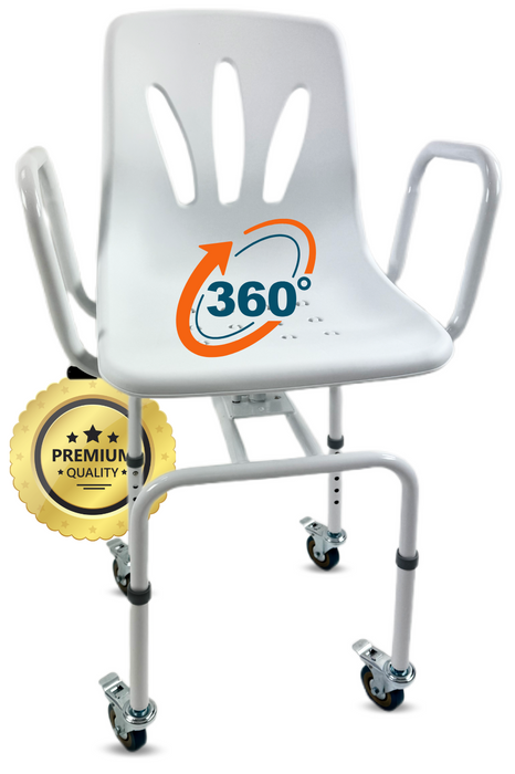 Chaise de Douche Pivotante 360º Avec Roues | Chaise Bain Adultes