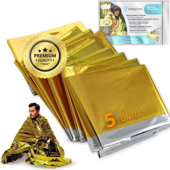 Couverture Thermique d'Urgence et de Survie | Pack x5 Uds