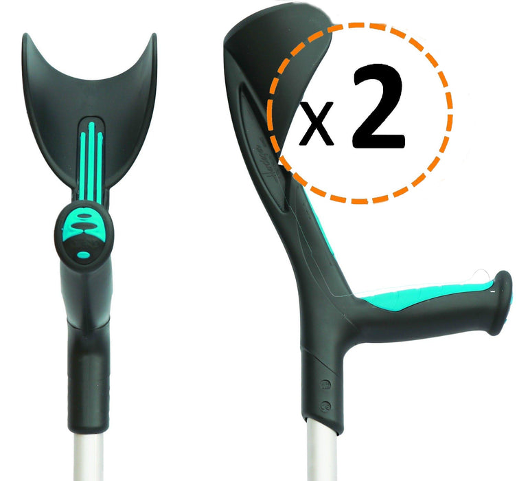 Canne Anglaise Réglable Anatomique Verte | Pack de 2 unités