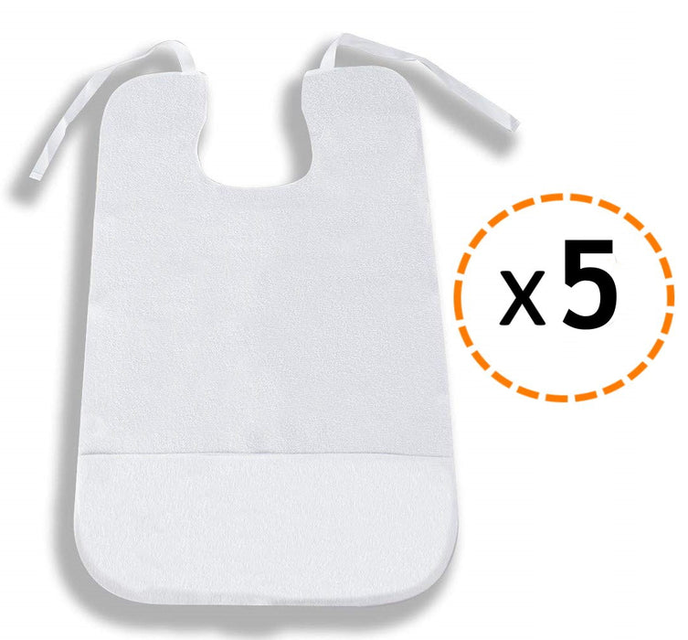 Bavoir Adulte Imperméable en éponge | Pack de 5 unités