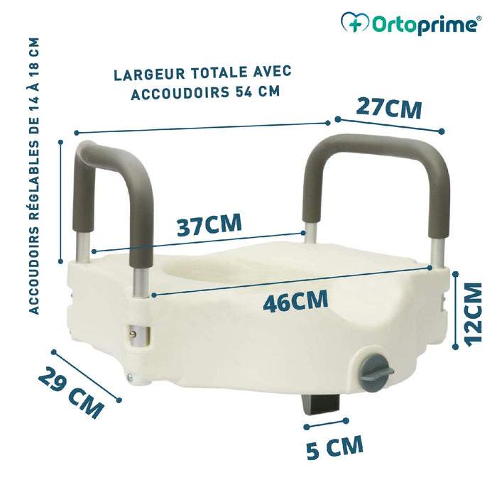 Rehausseur WC 12 cm Accoudoirs Rembourrés