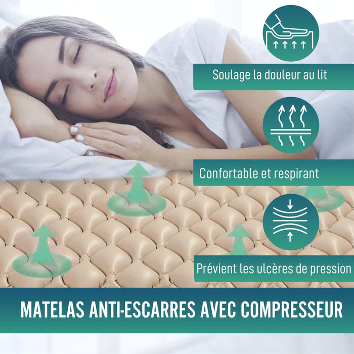 Matelas anti-escarres avec Compresseur et Cellules d'air Alternantes