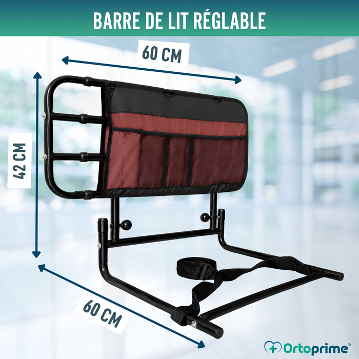 Barrière de Lit pour Adulte avec Poches et Réglable