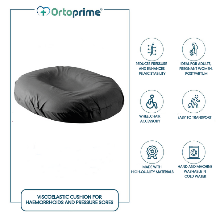 Coussin Antiescarres Ovale en Viscoélastique pour les Hémorroïdes