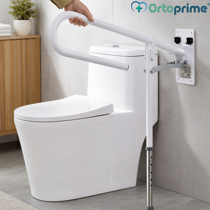 Barre d’Appui Rabattable avec Pied Réglable | Salle de Bain
