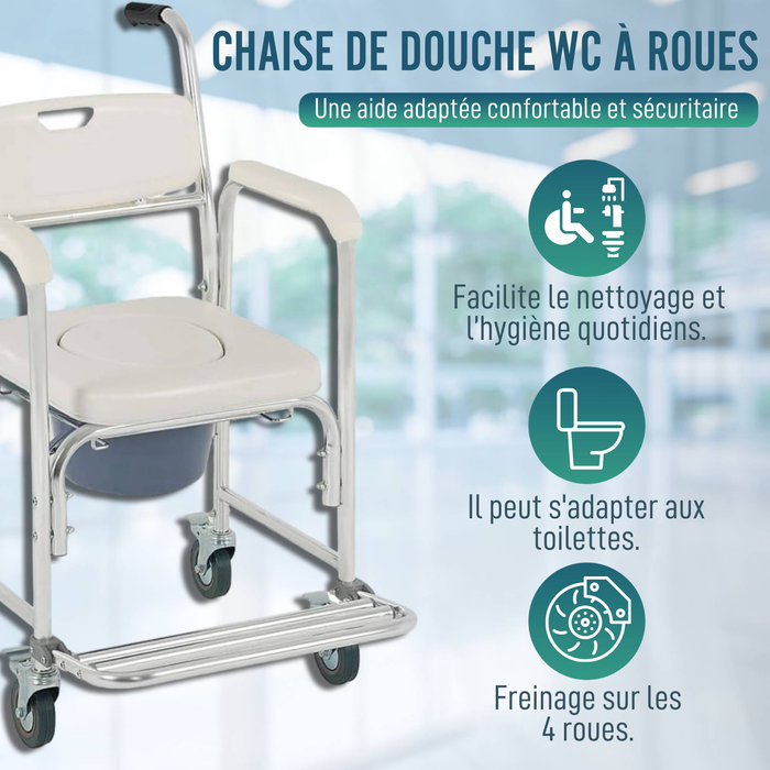 Chaise de douche WC avec Pieds Rabattables