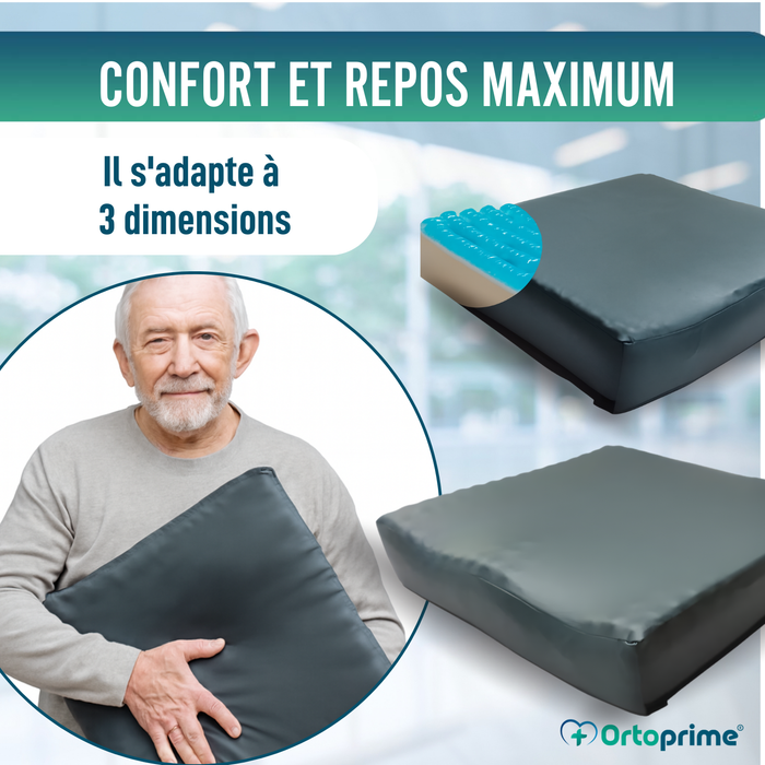 Coussin Antiescarres Visco Gel Zone Ischiatique 85 kg/m3
