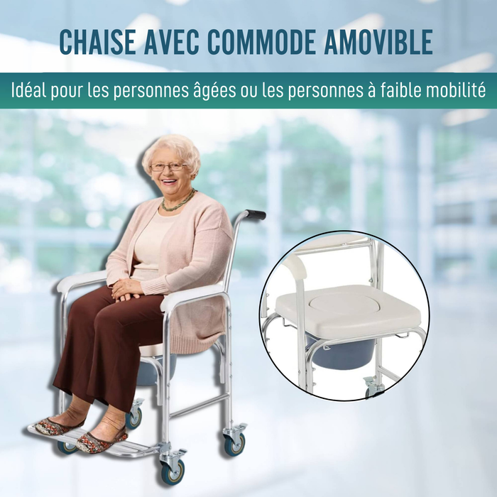 Chaise de douche WC avec Pieds Rabattables