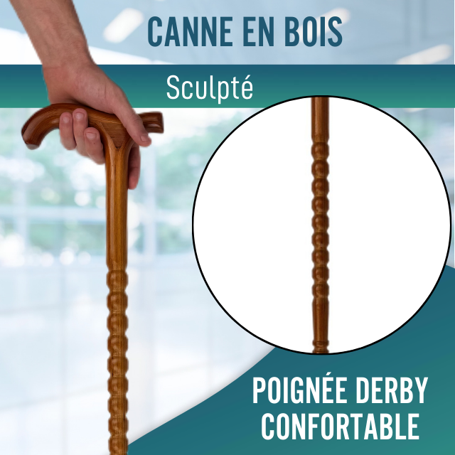 Bâtons en Bois Orthopédiques Manche Derby | 4 Designs