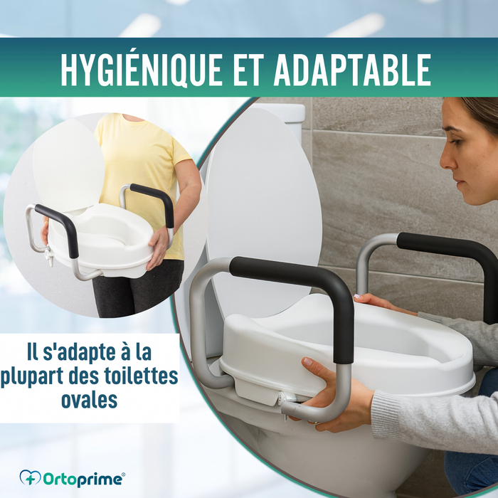 Élévateur WC 10cm avec Couvercle et Bras | Rehausseur WC