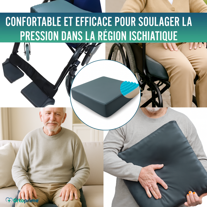 Coussin Antiescarres Visco Gel Zone Ischiatique 85 kg/m3