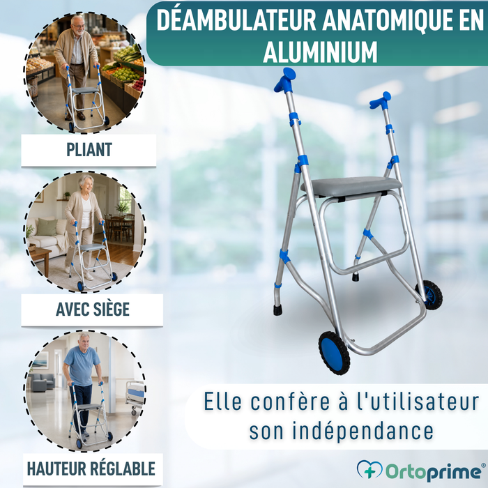 Déambulateur Pliable en Aluminium avec Siège