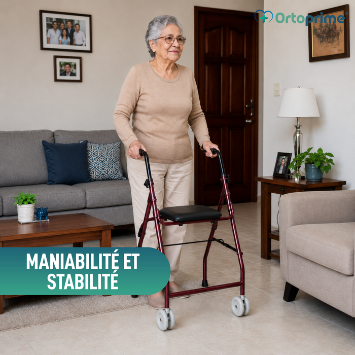 Déambulateur Réglable en Aluminium | Siège Rembourré