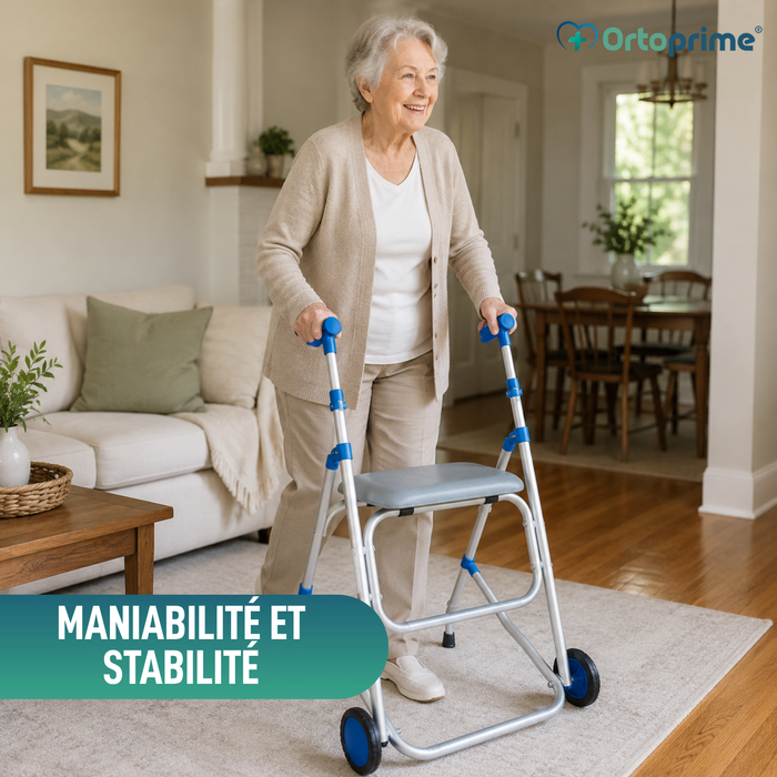 Déambulateur Pliable en Aluminium avec Siège