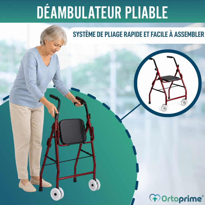 Déambulateur Réglable en Aluminium | Siège Rembourré