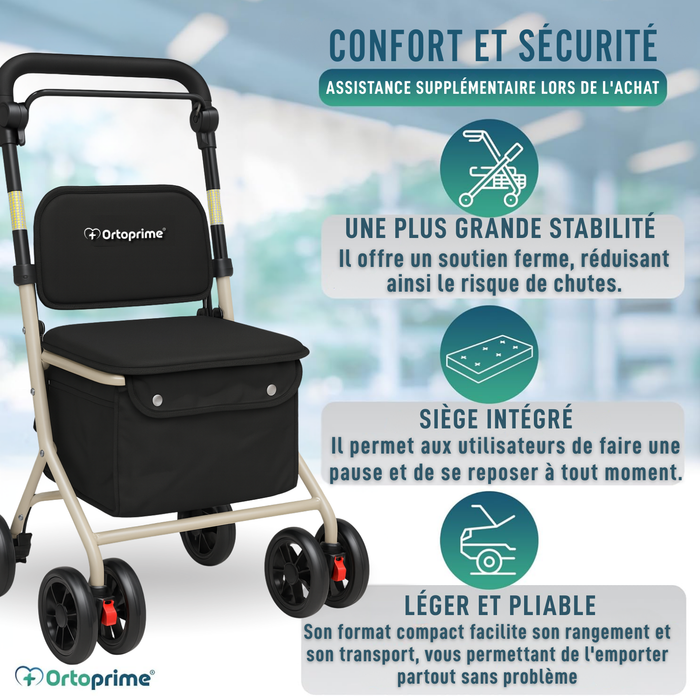 Déambulateur Rollator Pliant Adulte avec Chariot