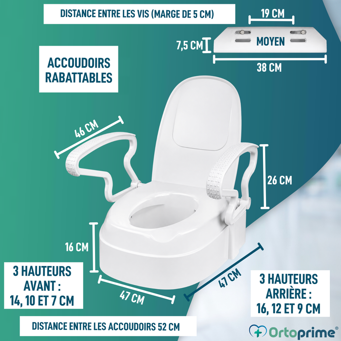 Rehausseur WC Réglable 3 Hauteurs | Siège avec Couvercle