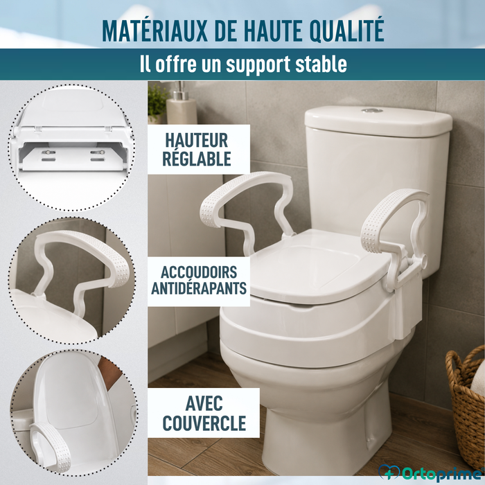 Rehausseur WC Réglable 3 Hauteurs | Siège avec Couvercle