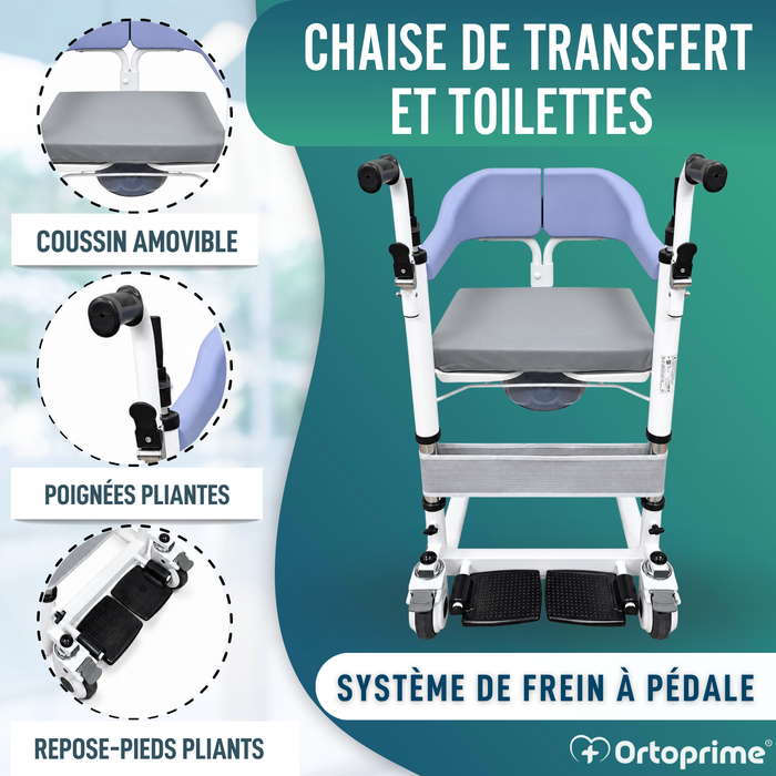 Chaise de Transfert 3 en 1 | Chaise WC Réglable