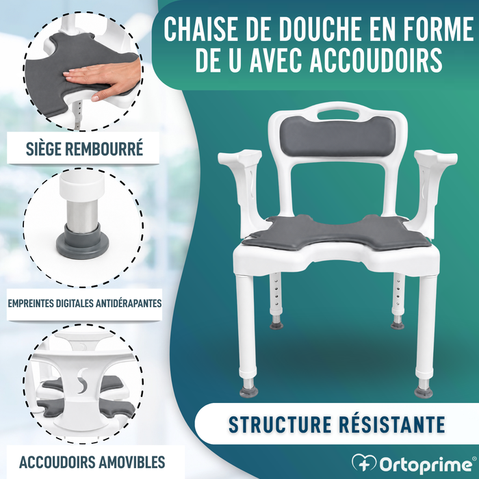 Chaise de Douche 3 en 1 en U | Tabouret Antidérapant