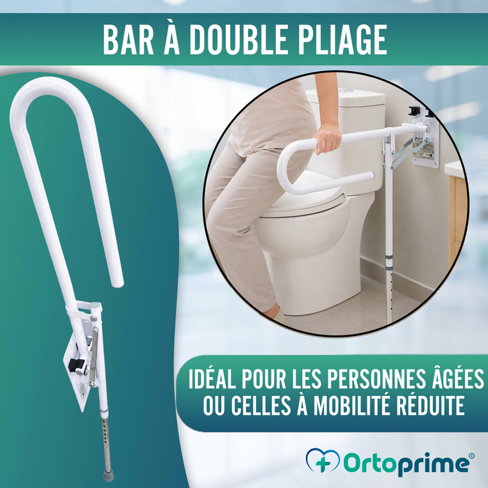 Barre de Soutien Abattable avec Pied | Salle de Bain Adaptée