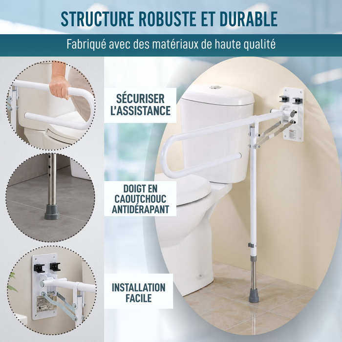 Barre de Soutien Abattable avec Pied | Salle de Bain Adaptée