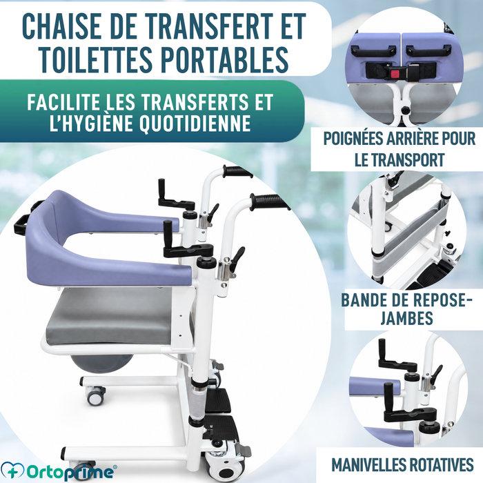 Chaise de Transfert 3 en 1 | Chaise WC Réglable