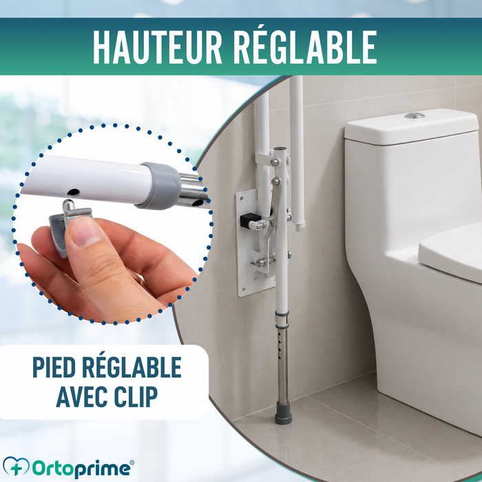Barre de Soutien Abattable avec Pied | Salle de Bain Adaptée