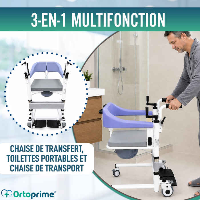 Chaise de Transfert 3 en 1 | Chaise WC Réglable
