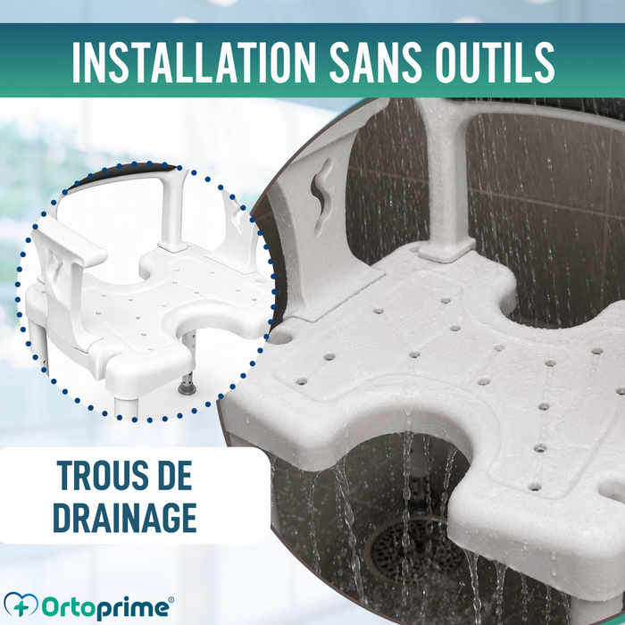 Chaise de Douche 3 en 1 en U | Tabouret Antidérapant