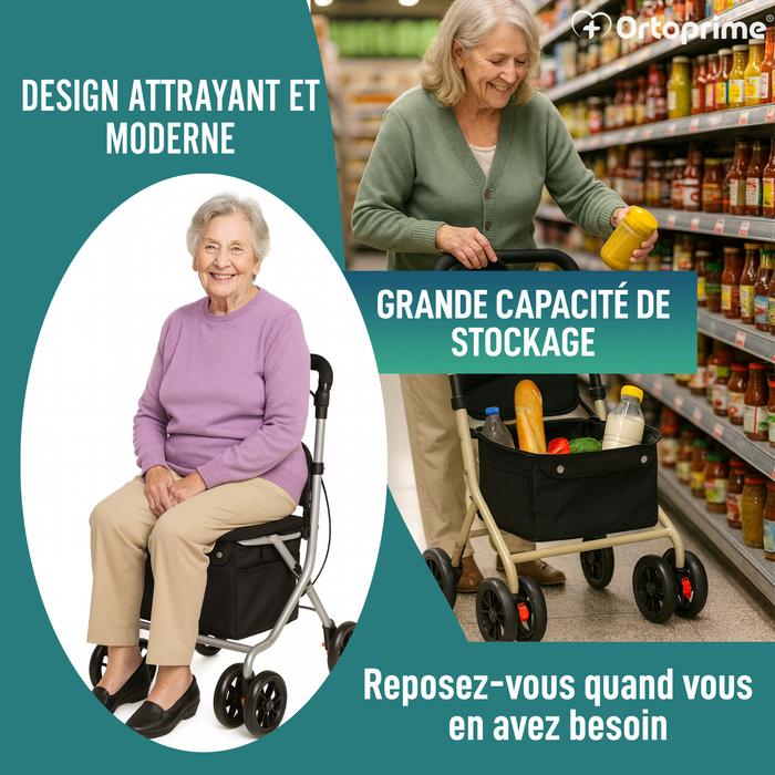 Déambulateur Rollator Pliant Adulte avec Chariot