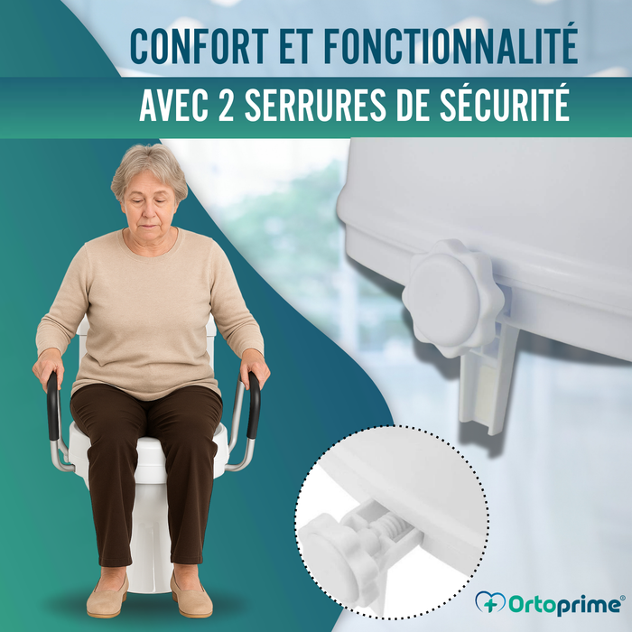 Élévateur WC 10cm avec Couvercle et Bras | Rehausseur WC