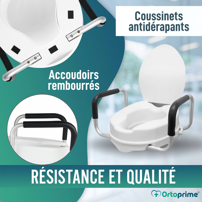 Élévateur WC 10cm avec Couvercle et Bras | Rehausseur WC