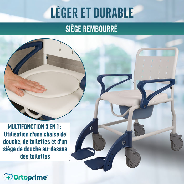 Chaise Douche WC Adultes Bras et Pieds Pliants | WC Portable