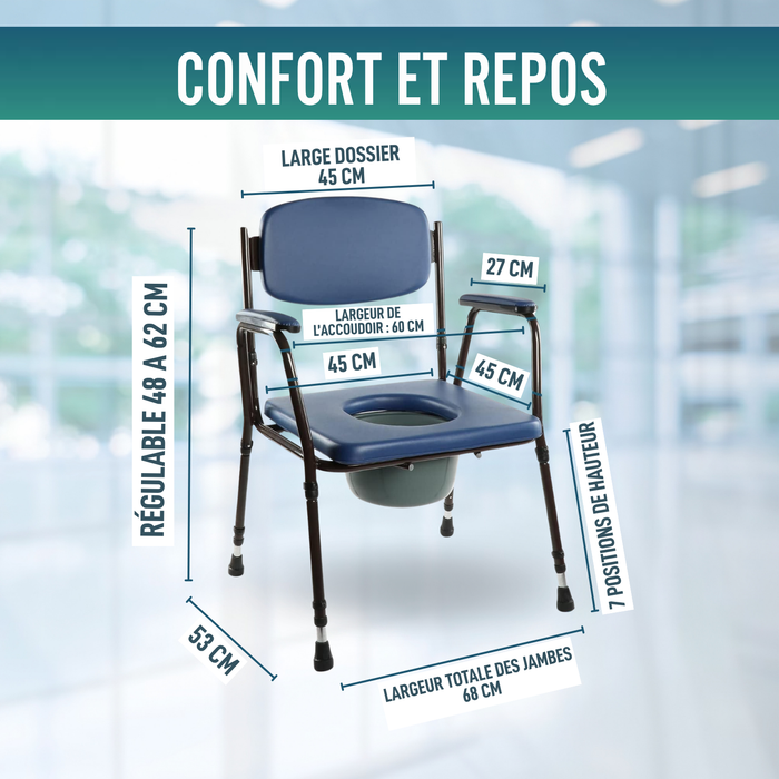 Chaise WC Rembourrée avec Toilette Portable