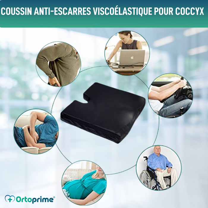 Coussin Antiescarres Viscoélastique pour Coccyx 60kg/m3
