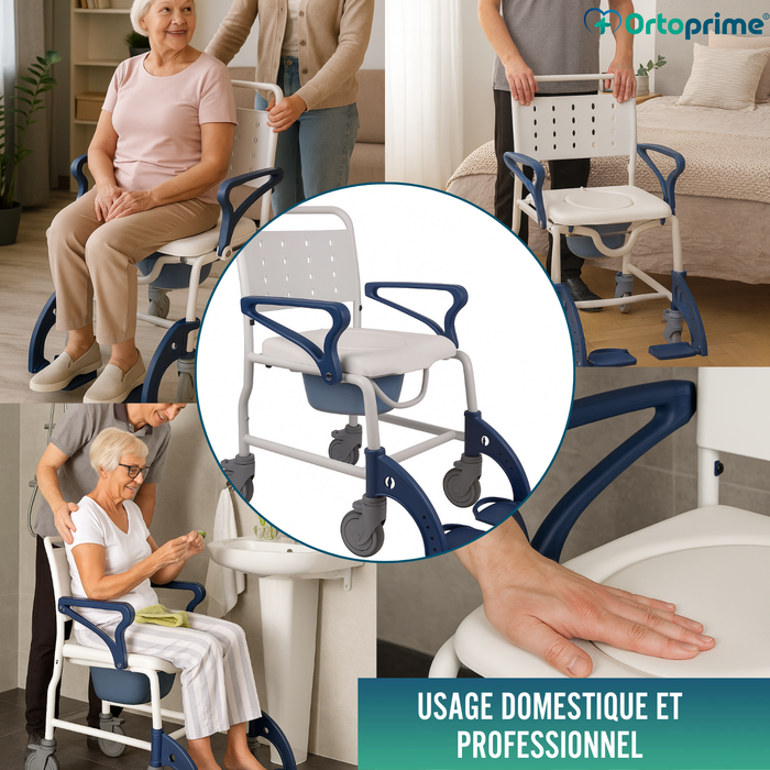 Chaise Douche WC Adultes Bras et Pieds Pliants | WC Portable