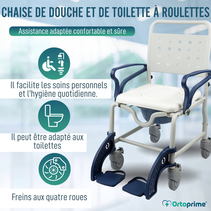 Chaise Douche WC Adultes Bras et Pieds Pliants | WC Portable