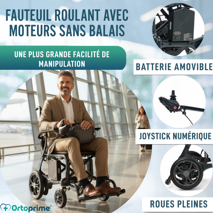 Fauteuil Roulant Électrique Ultra-léger avec Moteurs Brushless