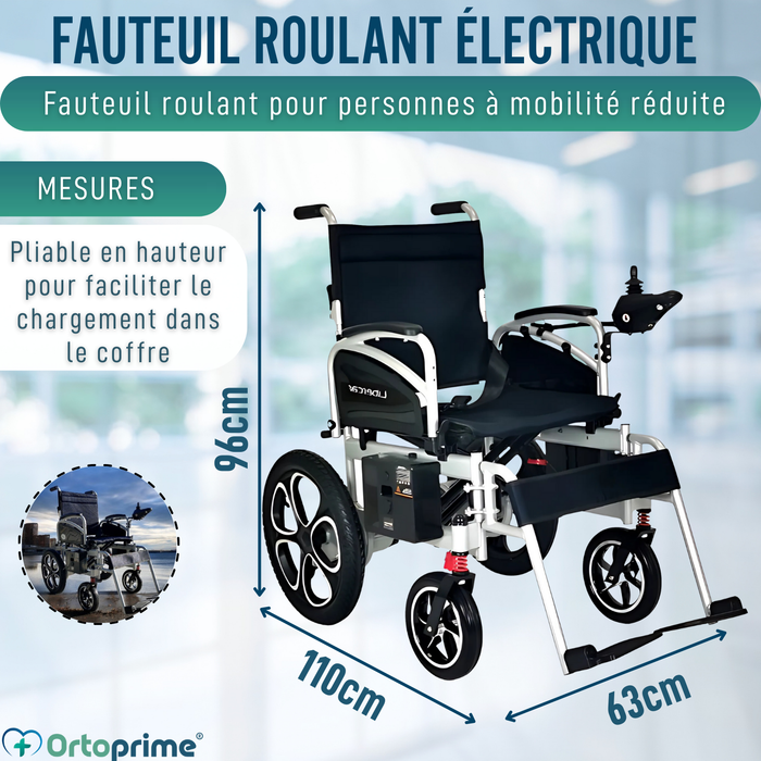 Fauteuil Roulant Pliable avec Batteries Gel | 5 Vitesses