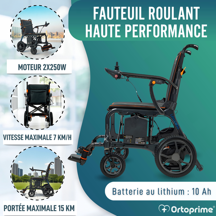 Fauteuil Roulant Électrique Ultra-léger avec Moteurs Brushless