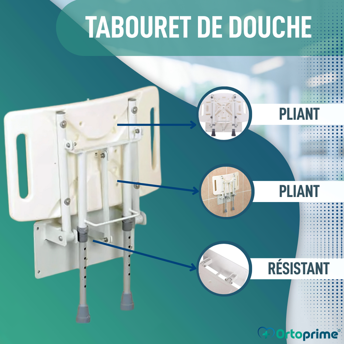 Tabouret Mural Pliable pour Douches | 2 options de modèle
