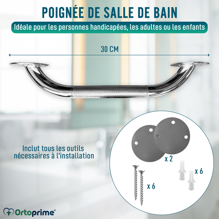 Poignée de Douche en Acier Inoxydable pour Salle de Bain | 30 cm