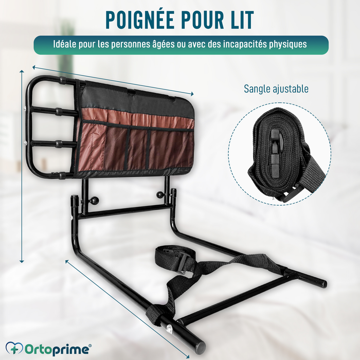 Barrière de Lit pour Adulte avec Poches et Réglable