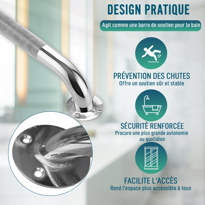 Poignée de Douche en Acier Inoxydable pour Salle de Bain | 30 cm