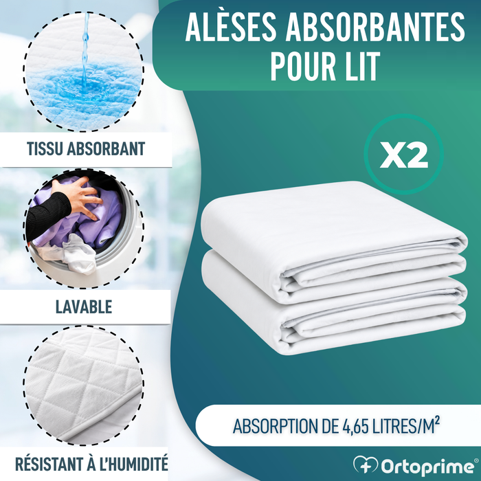 PACK de 2 Alèses Ultra Absorbantes pour Lit 135 cm - 4,65 Litres/m2