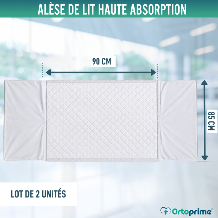 PACK 2 Alèses Absorbantes Lavables Lit 90cm Plus 4,65 Litres/m2